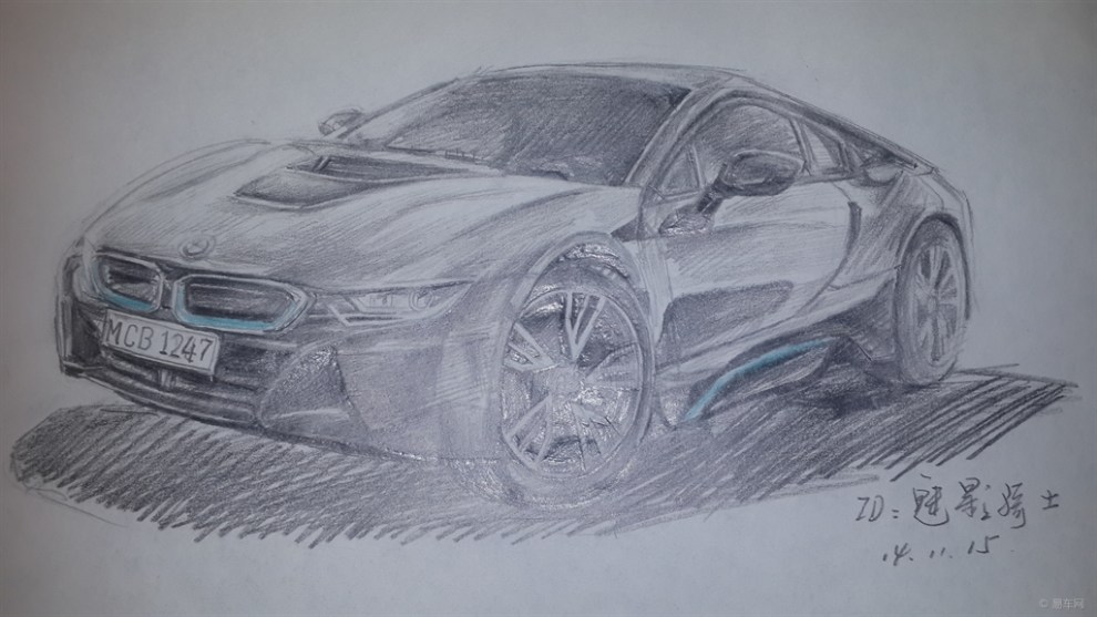 【手绘dreamcar】手绘宝马i8承梦想——梦想还是要有的