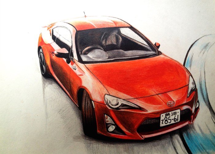 【【我爱画汽车】手绘丰田86,漂移姿态】_画汽