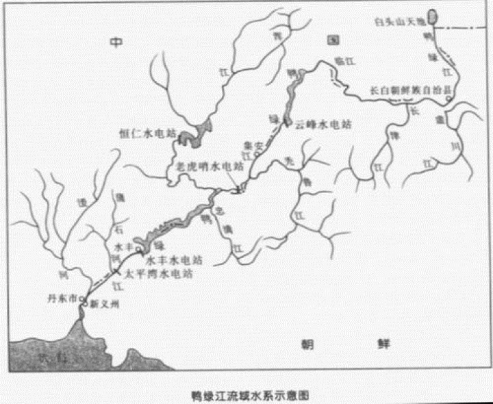鸭绿江源于中国与朝鲜边境白头山南麓,为中,朝两国界河,过丹东市注入图片