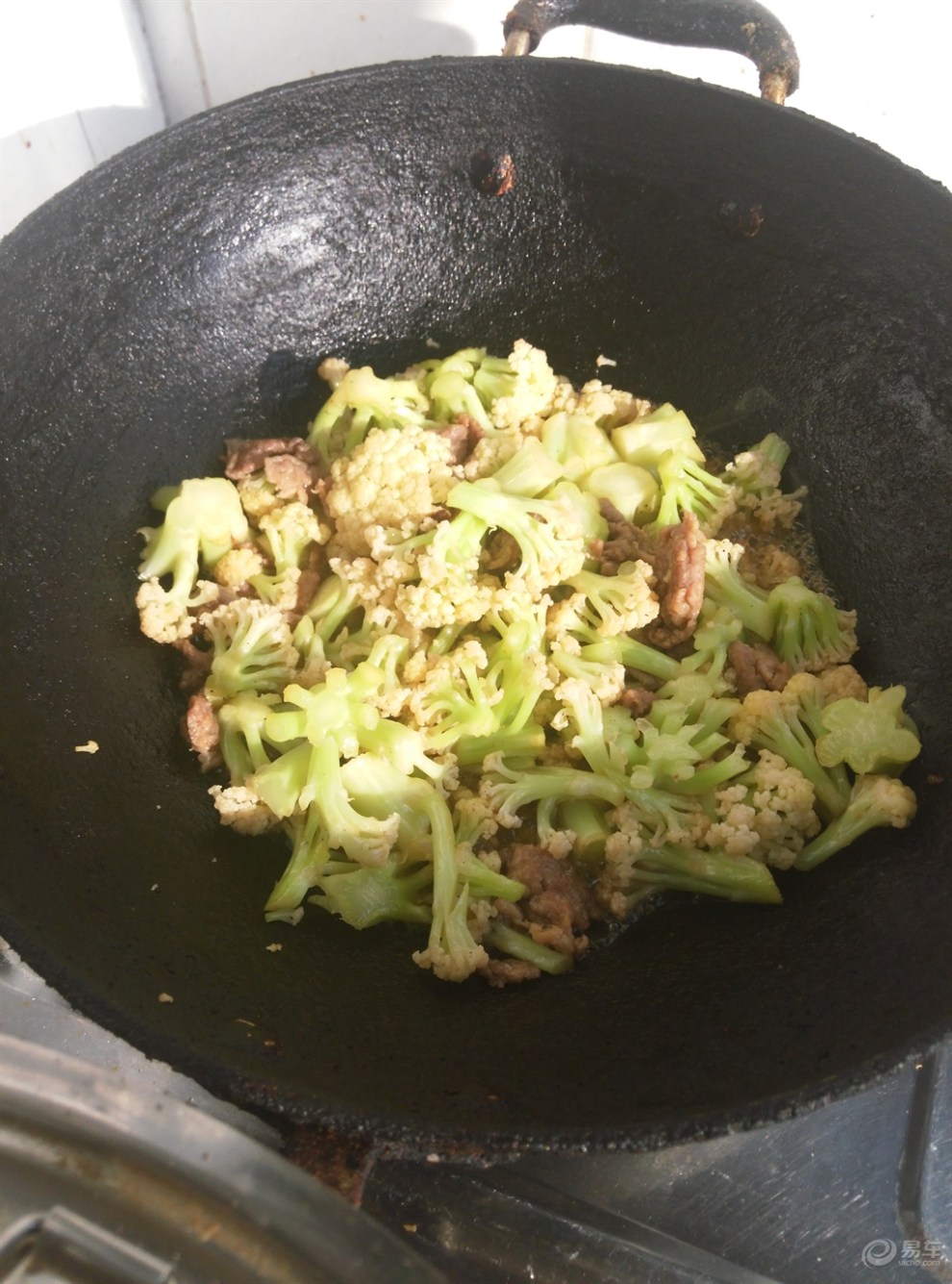 美食分享,肉絲炒菜花.