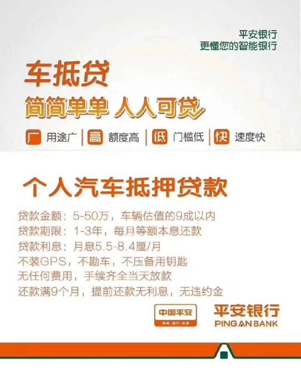 18229022640【平安银行车抵贷】 1月均